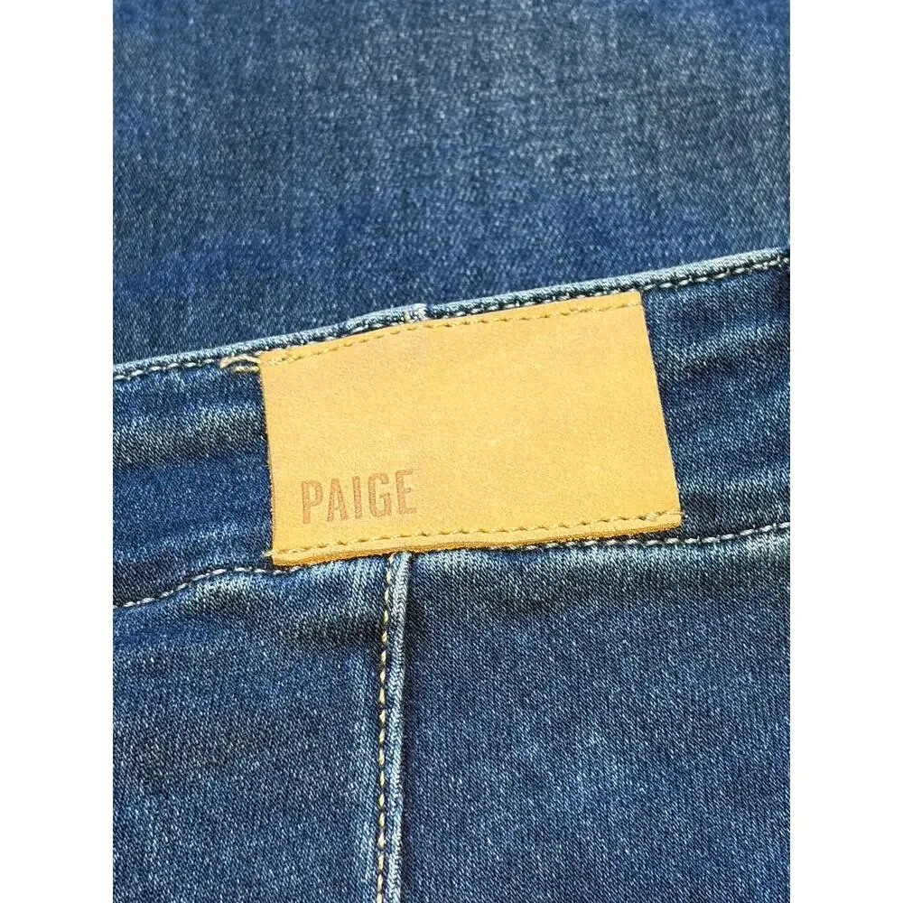 Paige Mayslie Straight Leg Jeans High Rise Blue Utility Pockets
